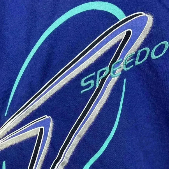 90s Vintage Speedo Graphic T-Shirt - Bold Blue Design Size XL - Picture 3 of 5